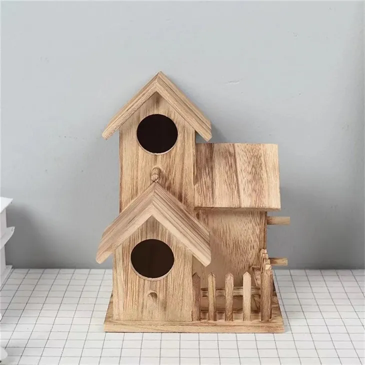 Wooden Birdhouse With Three Room